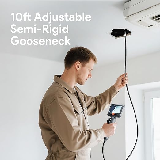 DEPSTECH 10FT Articulating Endoscope Camera with Light: Dual Lens Two-Way Articulated Industrial Borescope with 4.5" Screen and Snake Cable, Inspection Camera Automotive Tool for Wall, Pipe, Mechanic