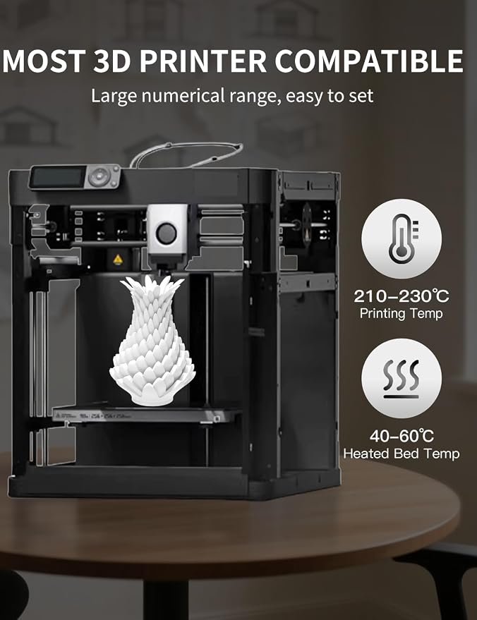 RAMBERY White PLA Plus 3D Printer Filament 1.75mm 1kg | Toughness Upgraded, Neatly Wound, Fit Most FDM Printers