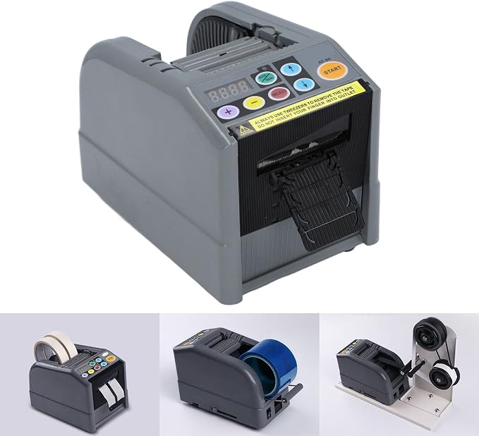 Automatic Tape Dispenser with Electric CutterSmart ABS Tape Dispenser for 1/2 Inch, 3/4 Inch, and 1 Inch Packaging Tape, Pre-Set Length Control Silicone Roller
