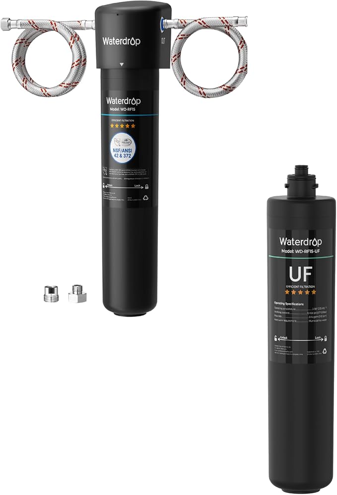 Waterdrop 15UA Under Sink Water Filter System and Waterdrop RF15-UF 0.01 Micron Replacement Filter Cartridge for 15UA/15UA-UF/15UB/15UB-UF/15UC/15UC-UF Under Sink Water Filter