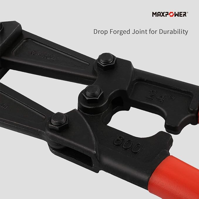 MAXPOWER Bolt Cutter 24 inch, Heavy Duty Bolt Cutters for Locks, Soft Metal, Rivets and Chains, Drop forged Cr-Mo Steel Jaws, Non-slip Rubber Handle