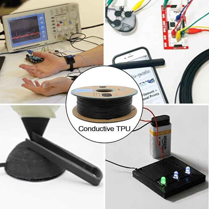 YOUSU 3D Printer Filament Conductive Filament 1.75 mm TPU for 3D Printer & 3D Pen 1 kg (2.2 lbs) Black 3D Printer Filament.