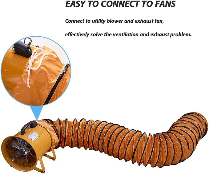 16ft PVC Flexible Ducting Hose with Adjustable Rope, 16Inch Flame Retardant HVAC Ducting for Blower Exhaust Fan (16IN x 16FT)