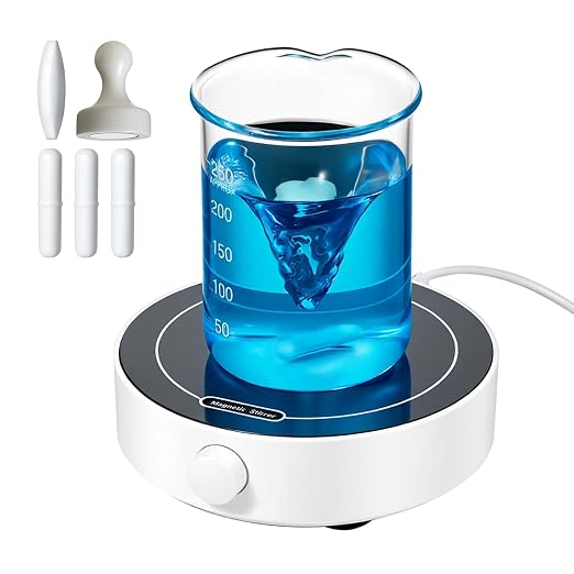Magnetic Stirrer, 200-1800 RPM Magnetic Plate with 3 Stir Bars and a Retriever, Max Stirring Capacity: 3000ml, Magnetic Mixer with Speed Control for Liquid Mixing (No Heating) MS-1L