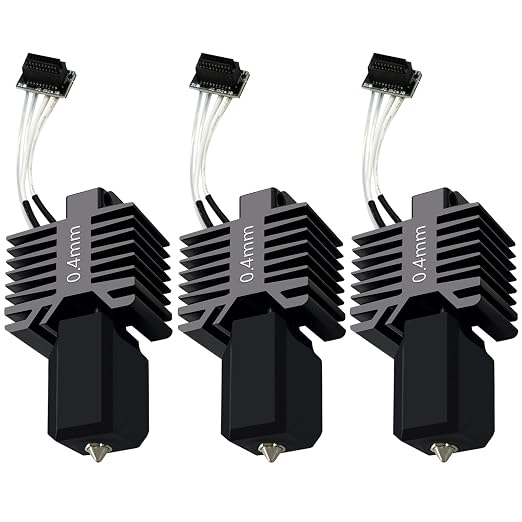 3PCS P1P/P1S Hotend Upgraded Integrated 0.4mm Ceramic Assembled Extruder Printhead Kit (No Leakage)- 3D Printer Hot End Replacement with Hardened Steel Nozzle, Thermistor, Heater Cartridge Heat Block