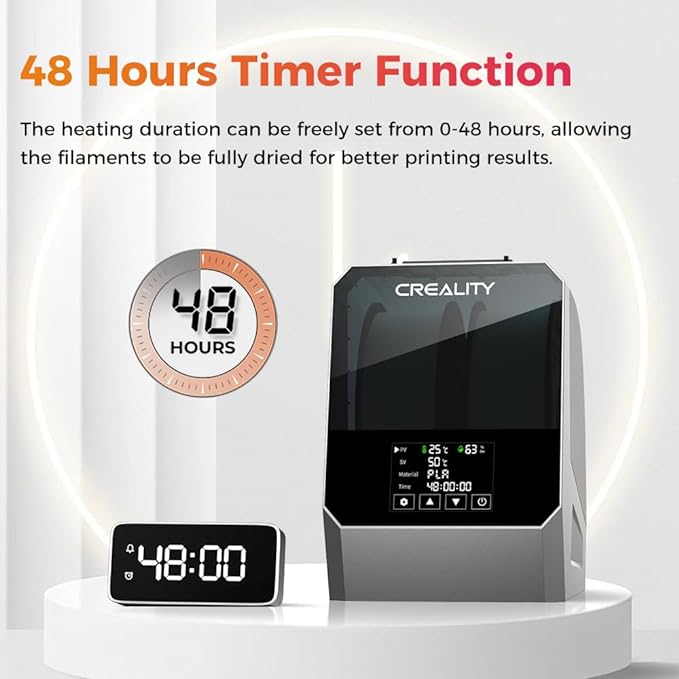 2026 New Creality Space PI Filament Dryer Plus, Dual-Spool 3D Printing Filament Dryer Box, Adjustable Temp 45℃-70℃, 360° Hot-Air & Real-Time Humidity Monitor, 12 Filament Presets