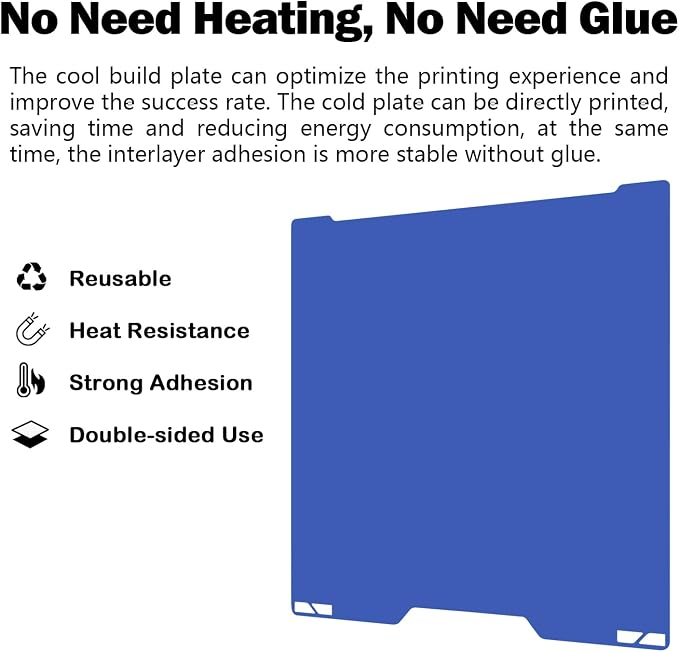 H2C Cool Build Plate No Heating No Glue for Bambu Lab H2C 335x346.5mm, 3D Printer Smooth PEI Blue Double Sided Platform Surface Sheet Platform Flexible Removable Heated Bed 3D Printing Mat