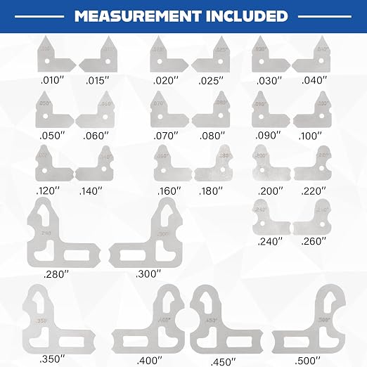 26 Pc Radius Gauge Set 0.010'' to 0.500'' Gauges with Holder, 3602-5025 Radius Measuring Tool
