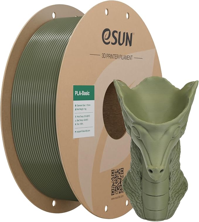 PLA Basic Filament 1.75mm, 1KG Spool (2.2 LBS) High Speed Printing 3D Printer PLA Filament,Designed for Fast Printing, Olive Green ﻿