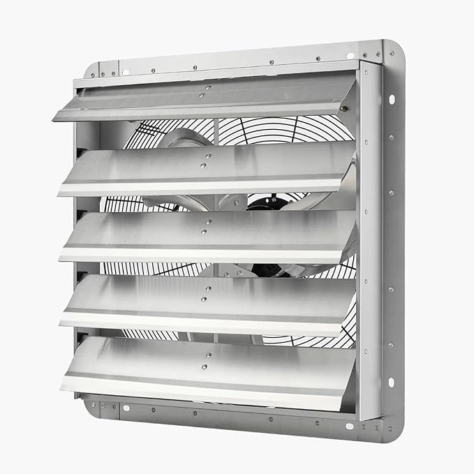 VEVOR 20'' Exhaust Fan, Wall Mounted Attic Fan with Variable Speed, 3000 CFM, Automatic Shutter, Ventilation and Cooling, Silver, Fan Only