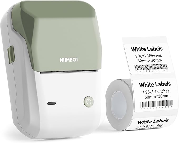 NIIMBOT B1 Label Maker Machine with Tape, 2 Inch Portable Sticker Printer for Home School & Small Business, Compatible with Phones & PC, Green White