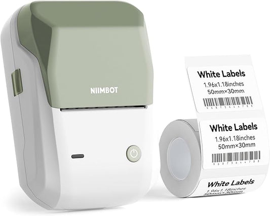 NIIMBOT B1 Label Maker Machine with Tape, 2 Inch Portable Sticker Printer for Home School & Small Business, Compatible with Phones & PC, Green White