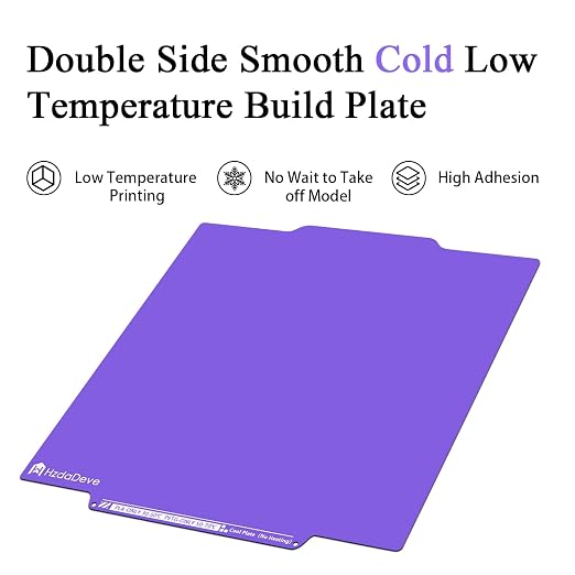 HzdaDeve Cool Plate for Creator 5 Cold Build Plate No Heating No Glue Double Sided Smooth Board Low Temperature PEI Sheet Heated Bed Spring Steel Platform for Flashforge Creator 5 Pro (Purple)