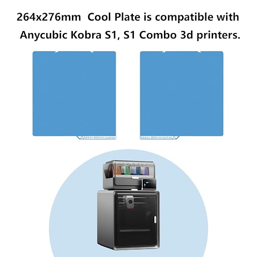 Kobra S1 Dual Side Low Temperature Cold Printing Build Plate, 3D Printer Double Sided Textrued Platform with Identification Code for Anycubic Kobra S1 Combo 264x276mm