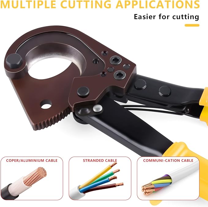 Upgraded Blade Ratchet Cable Cutters Heavy Duty Tool for Aluminum Copper and Electrical Wire up to 240mm² (Yellow)