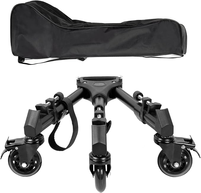 SmallRig Universal Photography Tripod Dolly, Heavy Duty with 3" Rubber Wheels, Adjustable Legs and Carry Bag, 33 lbs Capacity Tripod Wheels for Canon for Sony Cameras Camcorder Video Lighting- 3986