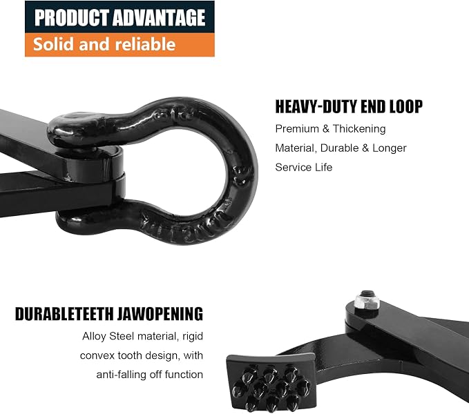 Pallet Puller Clamp 8800lbs 4 Ton Tree Puller Tool, Stump Puller, Pallet Grabber Black, Compatible with Chain/Strap with Hooks for Lifting/Pulling
