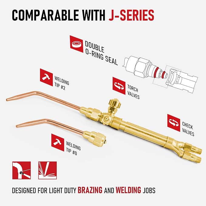 RX WELD Oxy-Fuel Welding and Cutting Torch Kit - Light Duty HVAC Brazing Set with Check Valves & Tote (Cylinders Not Included)