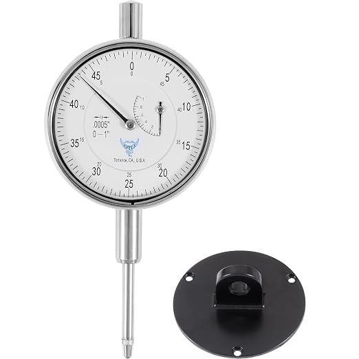 PEC Tools Precision Dial Indicator 0-1" Range, 0.0005" Resolution | Lug-On-Center Back