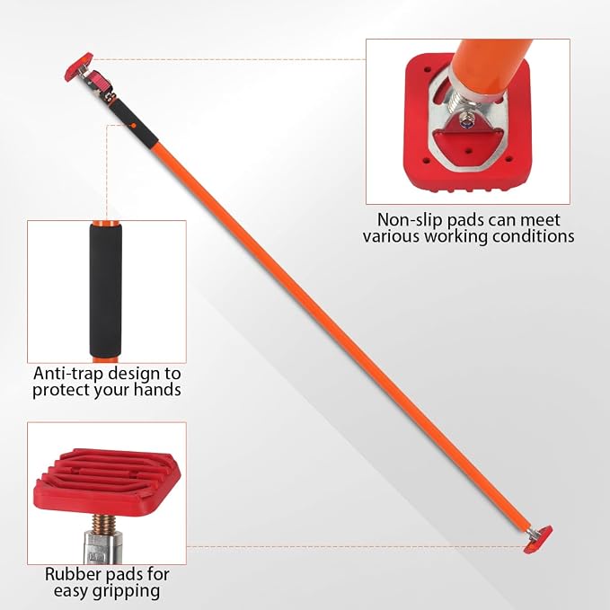 3rd Hand Support System, Quick Support Rod, 264LBS/120KG Capacity per Pair, Extends from 57'' to 114'', Adjustable Pole for Cabinet Installing Cargo Bars Drywall Support, 2 Pack