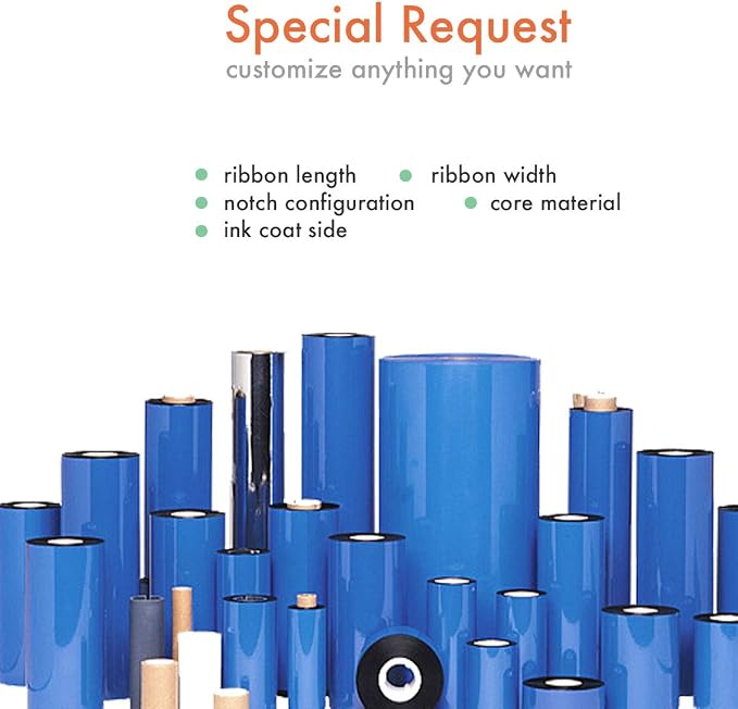 Wolfbarco 72 Rolls 2.36" x 1476' (60mm x 450m) Resin-Enhanced Wax Thermal Transfer Ribbon Black 1" Core Coated Side Out (CSO) for Zebra, 170Xi4, 220 Printers