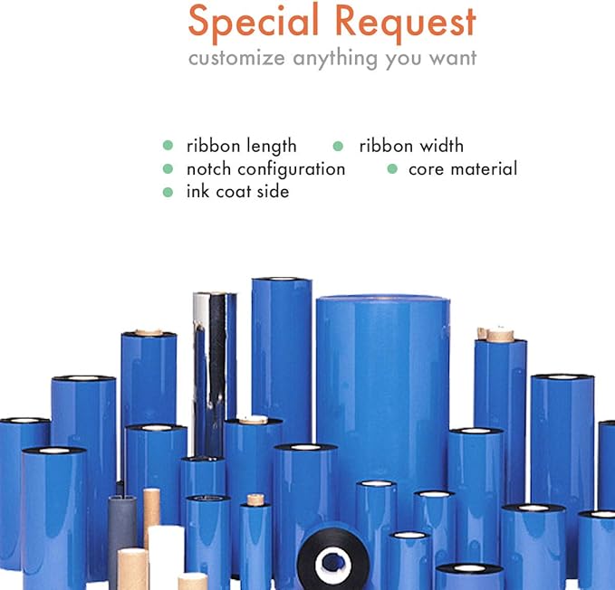 Wolfbarco 36 Rolls 4.02" x 984' (102mm x 300m) Resin-Enhanced Wax Thermal Transfer Ribbon Black 1" Core Coated Side Out (CSO) for PC42, 170Xi4, 220Xi4 Printers