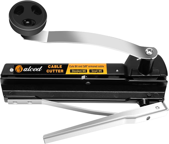 BX/MC Cable Cutter Compatible with Easily Cutting Armored Cables - BX, AC, MC, MCAP, and Greenfield Cables, Cutting Depth Can Be Adjusted Between Standard MC and Reduced-diameter MC, Black