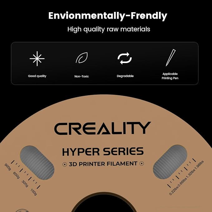 Creality Hyper 3D Printer PLA Gray Filament High Speed Printing 1.75mm 2.2lbs Spool ±0.03mm Dimensional Accuracy Flow Durable Resistant Smooth for Ender 3 v3 Plus KE K1 Max K1C 3D Printers