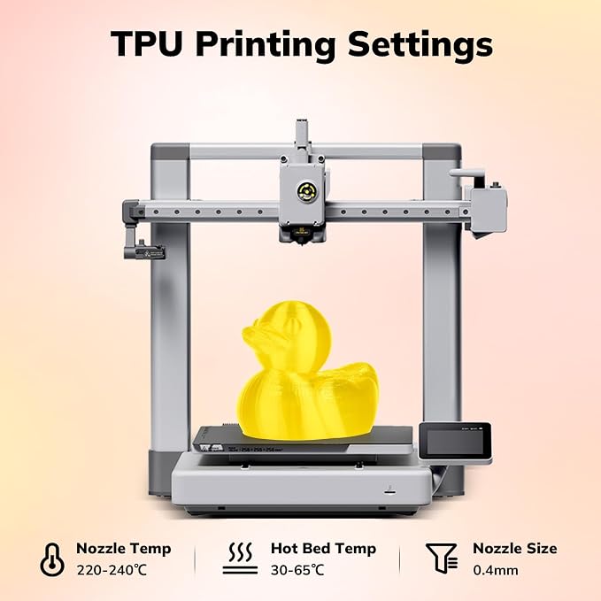 AMOLEN 95A TPU 3D Printer Filament 1.75mm, High Hardness & Resilience TPU Transparent Yellow Filament, 1KG Flexible 3D Filament, Dimensional Accuracy +/- 0.02mm, Suitable for Most FDM 3D Printers