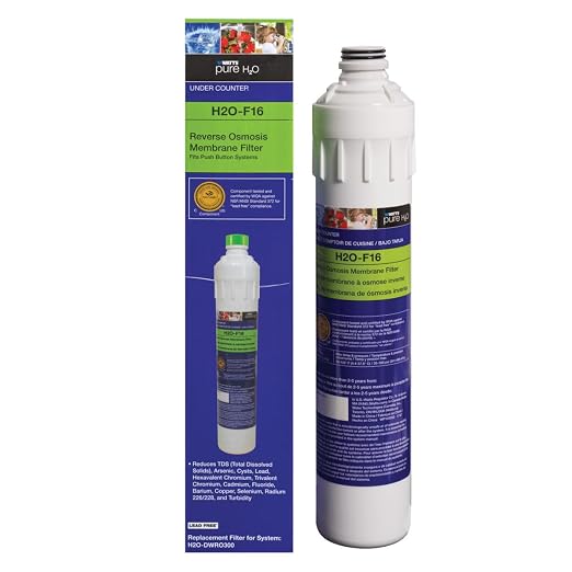 Watts Premier H2O-F16 Pure H2O 50 GPD (Gallons Per Day) RO (Reverse Osmosis) Semi-Permeable Membrane Filter Replacement for H2O-DWUF300 Under Counter Water Filtration Systems, Push Button Design