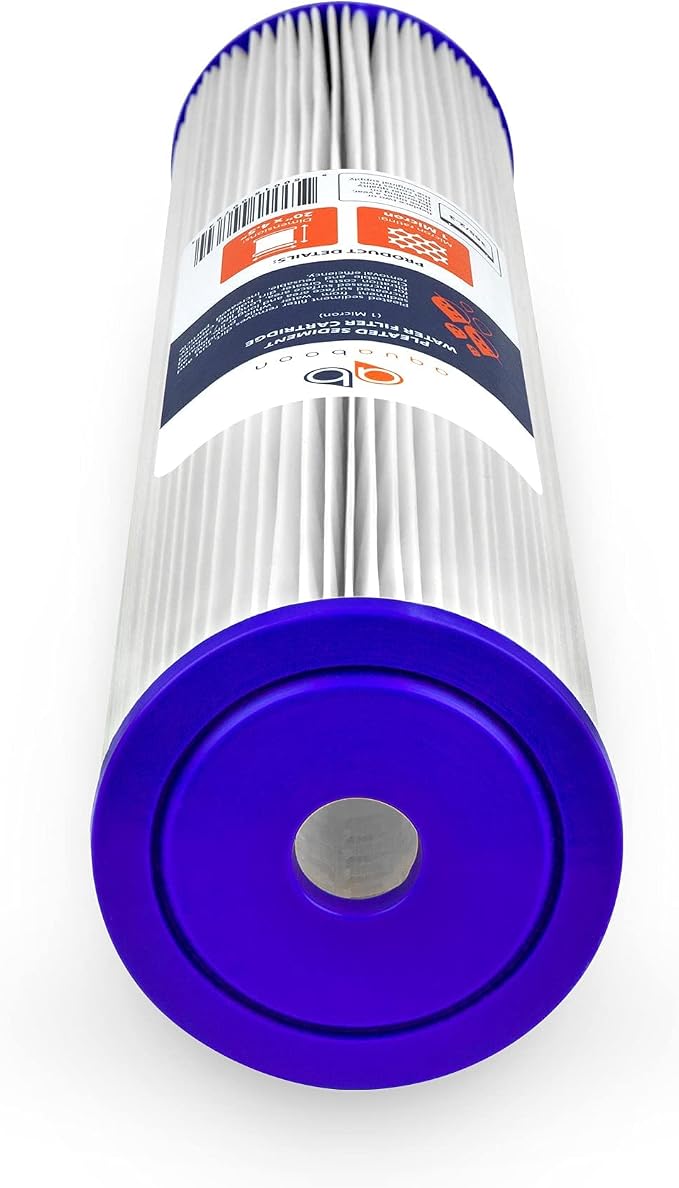 Aquaboon 1 Micron Whole House Pleated Sediment Water Filter Cartridge 20x4.5 Well Filter Replacement Compatible with ECP5-20BB, SPC-45-1005, 2 Pack