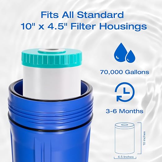 H&G Lifestyles Whole House Water Softener Filter Cartridge Replacement | Calcium Inhibitor Water Filter, Anti-Scale Filter, Fits Any Standard 10" x 4.5" Water Filter System