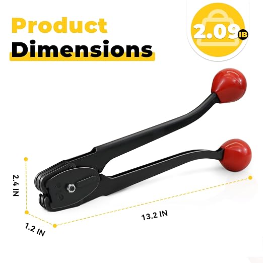 Strapping Sealer/Crimper for 5/8" Steel Strapping Band Manual Banding Tool with 13" Extended Handle