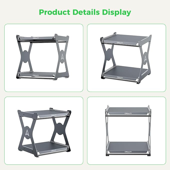 Creality Official CFS Workstand, Space-Saving Quick-Storage, Dual-Tier Pull-Out Shelves, 15kg Max Load, Metal Soft-Close Slides, Anodized Aluminum Finish, Holds Printers, Dry Boxes & CFS