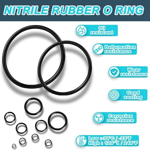KEZE 400 Pcs Hydraulic O-Ring Flat Face Fittings 9 Size Buna-N 70A O Rings Seal Kit for Hydraulic Fitting,Cylinders,ORS/ORFS Flat Face Hydraulic Fittings (Flat Face Size 1/4"-2")