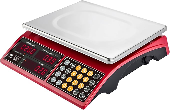 66lb Digital Commercial Kitchen Scale with Price Computing - Rechargeable Stainless Steel Food Scale for Meat, Produce, Fruit & Vegetables, Dual Display with Memory Function (Not for Trade)