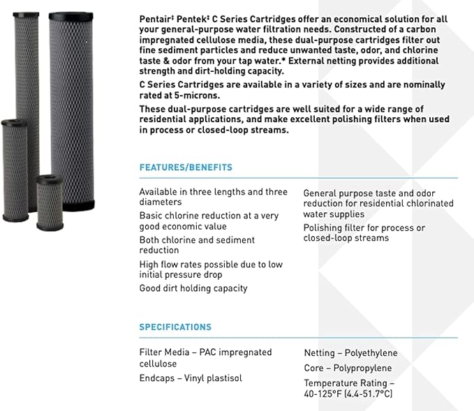 Pentek - 155022-43 C2 Water Filter Cartridge 4.875" x 2.5", 5 Micron