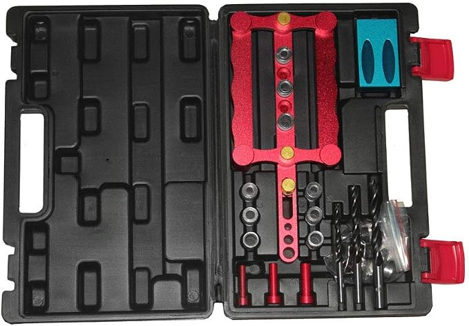 Joywayus Self Centering Dowelling Jig with Pocket Inclined Hole Jig, Metric Standard 6/8/10mm Dowels Jig Accessories, Wood Dowel Hole Drilling Guide Woodworking Positioner Locator Update Wavy Design