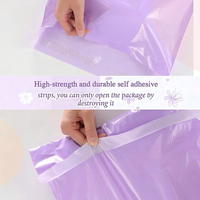 Outus 240 Pcs Poly Mailers Variety Size Pack Mailing Shipping Bags Assorted Sizes Shipping Envelopes Self Adhesive Waterproof and Tear Proof Packaging Bags for Clothing Book Gift(Purple,6 Sizes)