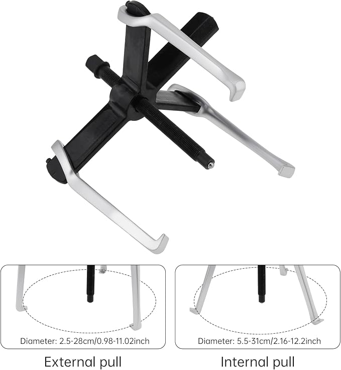 ChgImposs 2 Jaw 3 Jaw Gear Puller, Adjustable Bearing Puller, Reversible Removal Tool for Internal External Pulling, Puller Tool for Removal of Pulleys Flywheels Bearings Gears (12 Inch)