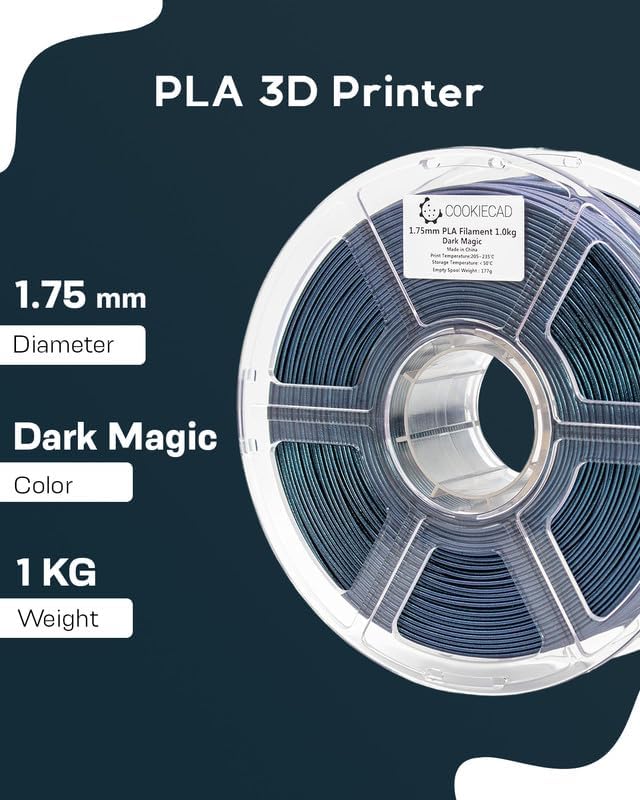 Cookiecad PLA Filament 1.75mm 1kg Iridescent Glitter 3D Printer Filament - Dark Magic Elixir PLA