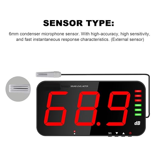 Decibel Meter Digital Sound Level Meter 30-130db Reader Large LCD Display Noise Meter Decibel Wall Mounted Hanging DB Tester with Alarm TA654B