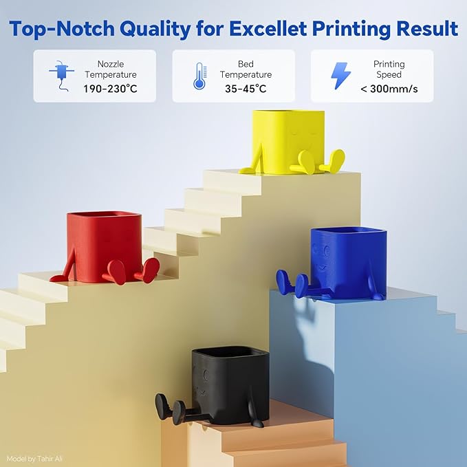 PLA PRO Filament 1.75mm, Stronger Toughness 3D Printer Filament, PLA Filament Dimensional Accuracy +/- 0.02 mm, Neatly Wound, Fits Most FDM 3D Printer, 4 Pack White