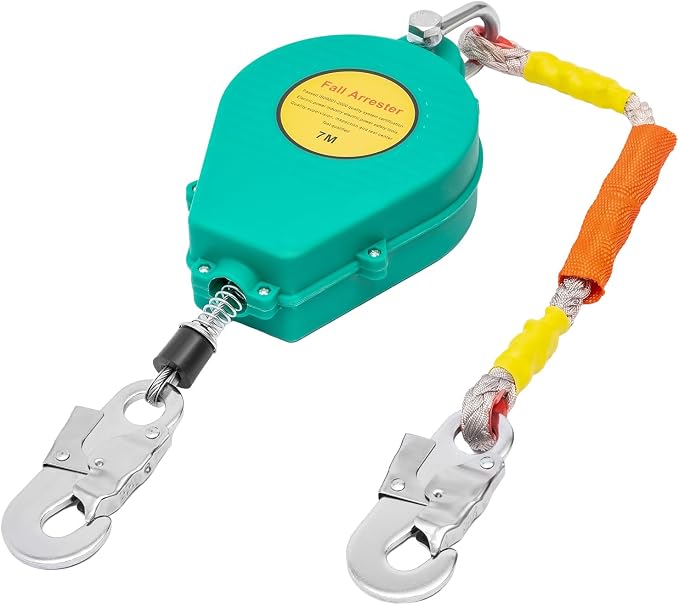 Self Retracting Lifeline, 23ft Fall Protection with Double Braking System, 330 lbs Capacity, Alloy Steel Hook & Anti-Twist Cable for High-Altitude Safety