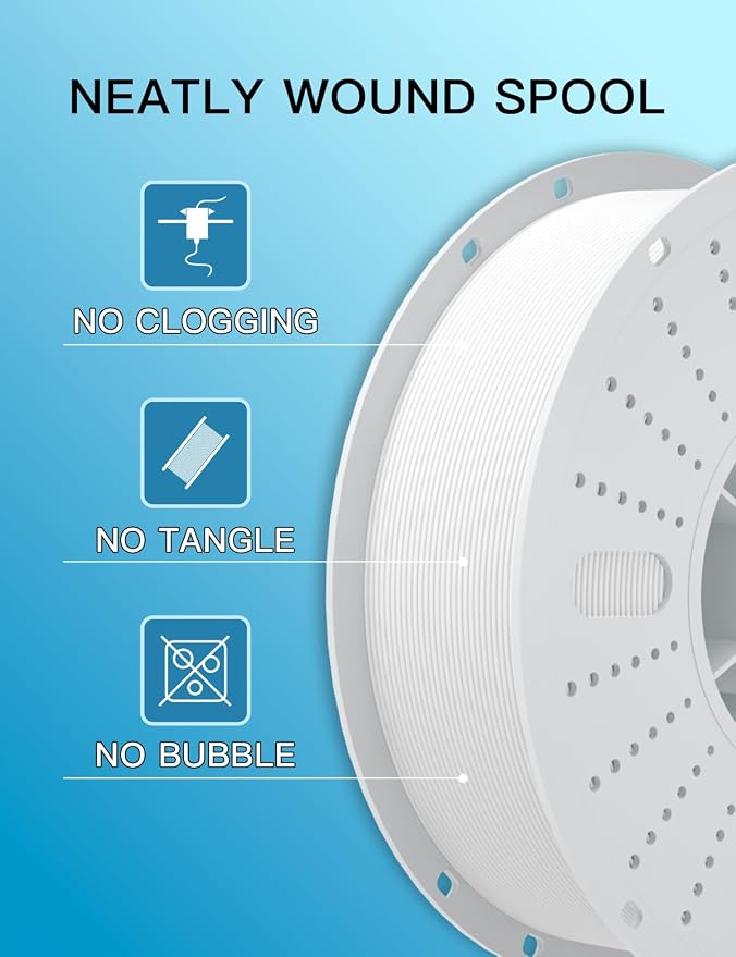 PINBALL PETG 3D Printer Filament 1.75mm High Precision Durable Moisture-Proof Strong Filament Mith Better Flow Dimensional Accuracy +/- 0.02mm Suitable for Most FDM 3D Printers 2 Kilograms White