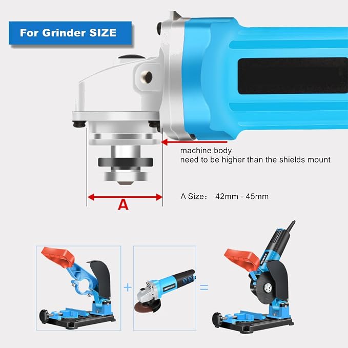 Adjustable Angle Grinder Stand, 38mm - 48mm Clamping Range with 0-45° Adjust Cutting Angle, Dual Use Bracket Holder for Angle Grinder and Hammer Drill