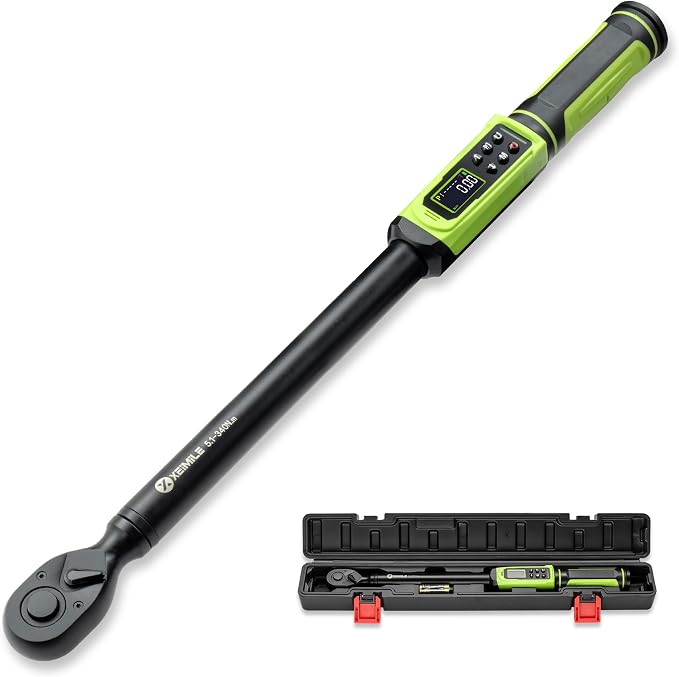 Digital Torque Wrench 1/2"Drive-3.8-250.8Ft.Lb for Car Truck Wheels | Electric Torque Wrench(5.1-340N.m), Vibration Buzzer LED Indicator,±2% Acc. 5 Units for Auto Repair, DIYers RV Owners Farmers