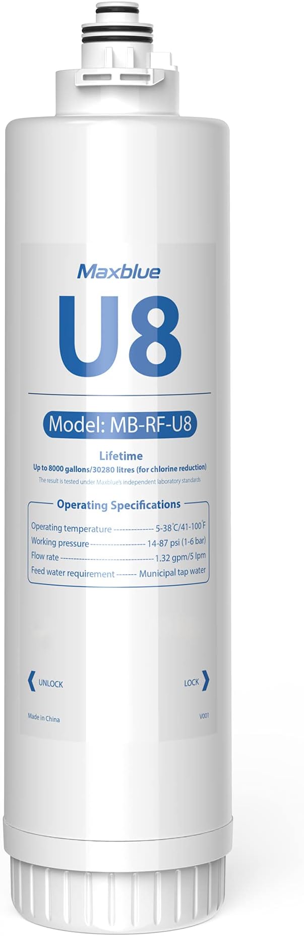 Maxblue RF-U8 Water Filter Replacement for Maxblue U8-ST/U8-FC Under Sink Water Filter System, 2 Years High Capacity