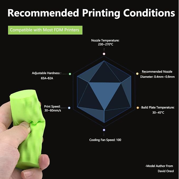 Siraya Tech Flex TPU Air - Lightweight Active Foaming Flexible 3D Filament, Adjustable Hardness 65A-82A, High-Speed Printing, Easy to Use, for Wearables, Sports Gear & Soft Prototypes (Green, 1kg)