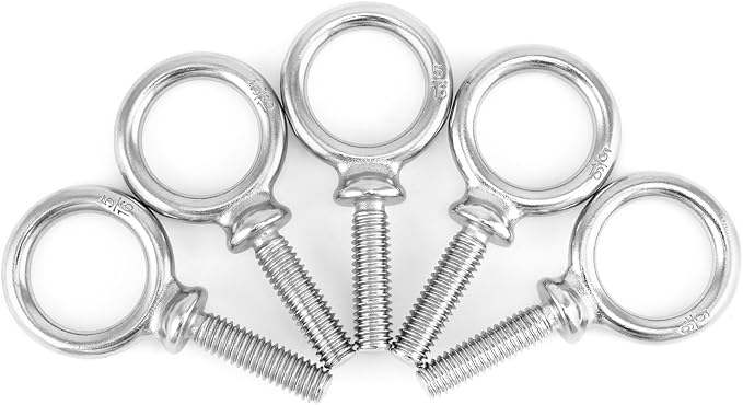QWORK Eye Bolt, 20 Pack 5/16"-18 x 1-1/8" Marine Grade Stainless Steel Lifting Ring Threaded Eyebolt Machinery Shoulder Eyebolts
